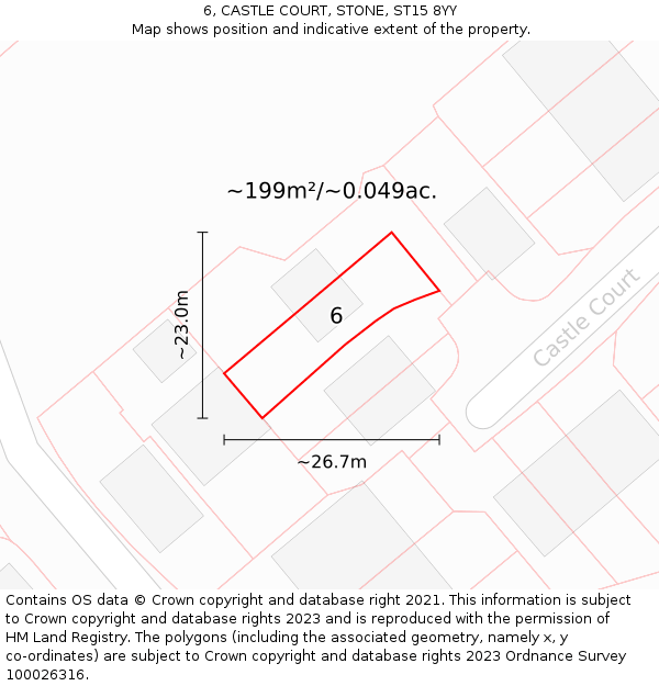 6, CASTLE COURT, STONE, ST15 8YY: Plot and title map