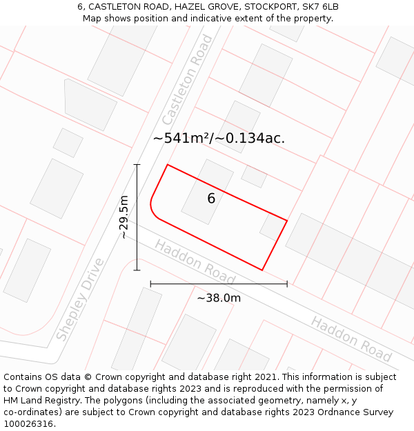 6, CASTLETON ROAD, HAZEL GROVE, STOCKPORT, SK7 6LB: Plot and title map