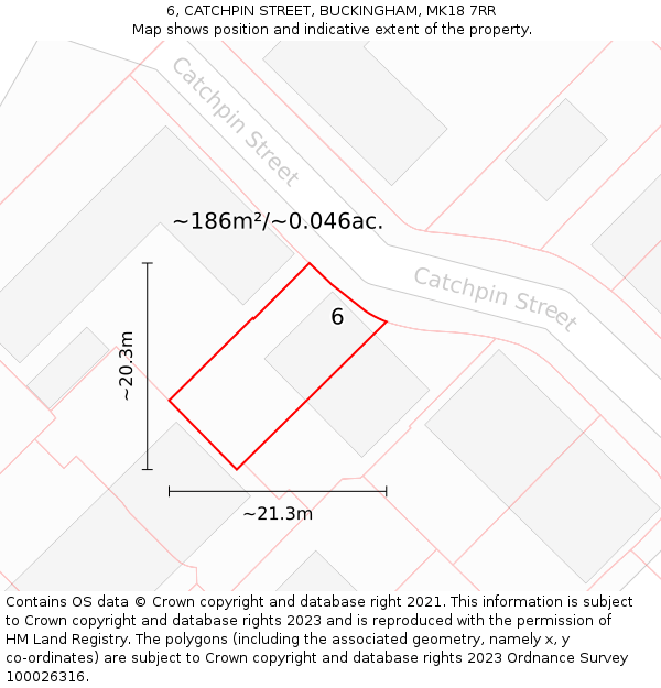 6, CATCHPIN STREET, BUCKINGHAM, MK18 7RR: Plot and title map
