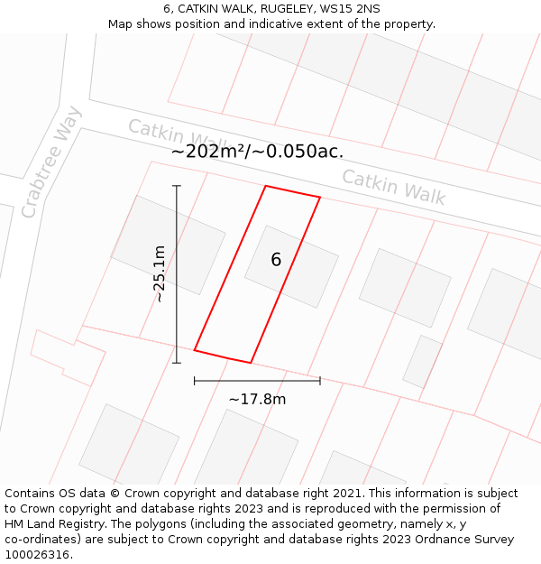6, CATKIN WALK, RUGELEY, WS15 2NS: Plot and title map