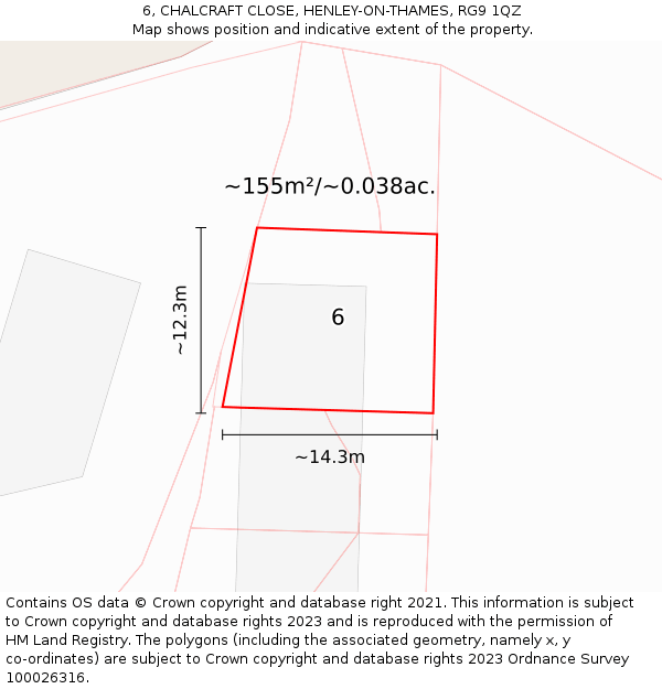 6, CHALCRAFT CLOSE, HENLEY-ON-THAMES, RG9 1QZ: Plot and title map