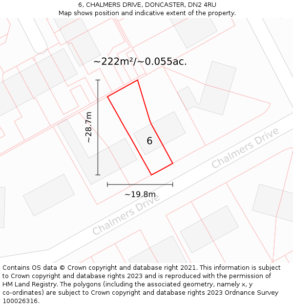 6, CHALMERS DRIVE, DONCASTER, DN2 4RU: Plot and title map