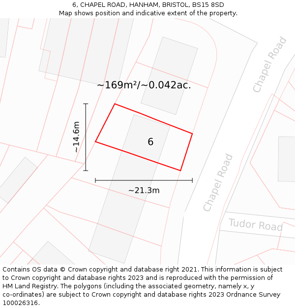 6, CHAPEL ROAD, HANHAM, BRISTOL, BS15 8SD: Plot and title map