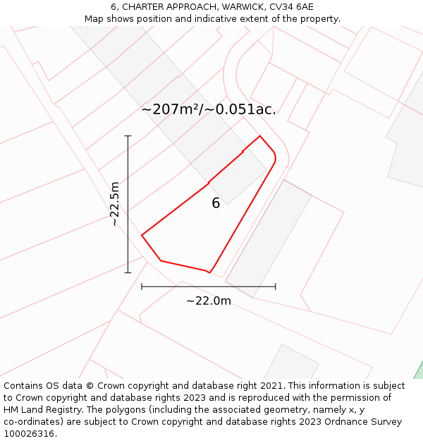 6, CHARTER APPROACH, WARWICK, CV34 6AE: Plot and title map