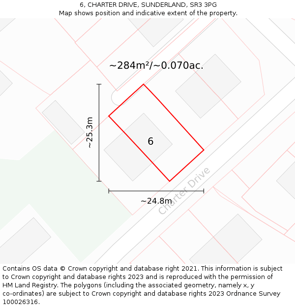 6, CHARTER DRIVE, SUNDERLAND, SR3 3PG: Plot and title map