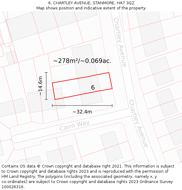 6, CHARTLEY AVENUE, STANMORE, HA7 3QZ: Plot and title map