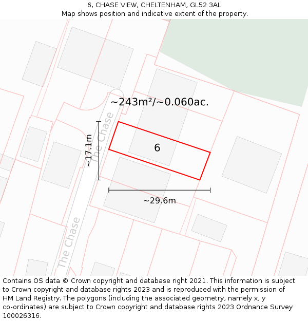 6, CHASE VIEW, CHELTENHAM, GL52 3AL: Plot and title map