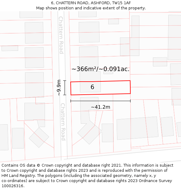 6, CHATTERN ROAD, ASHFORD, TW15 1AF: Plot and title map