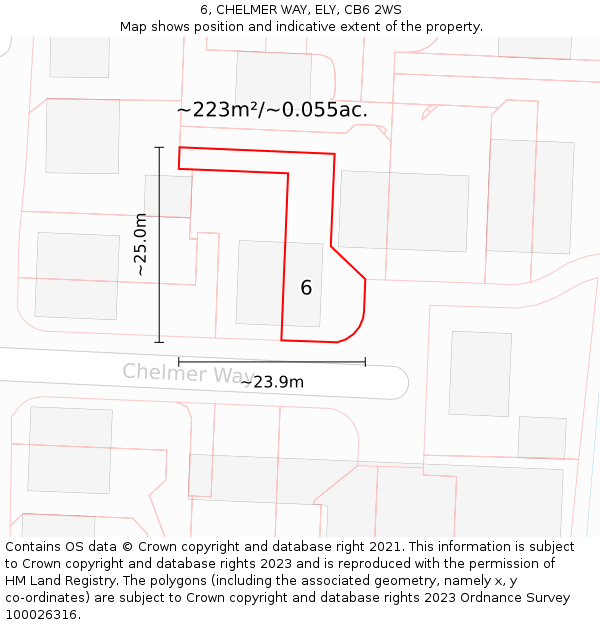 6, CHELMER WAY, ELY, CB6 2WS: Plot and title map