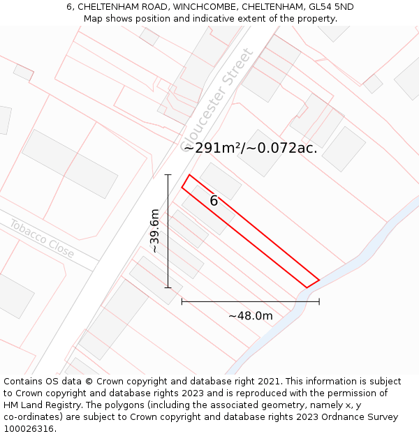 6, CHELTENHAM ROAD, WINCHCOMBE, CHELTENHAM, GL54 5ND: Plot and title map
