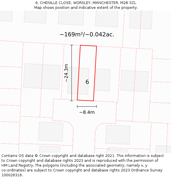 6, CHENILLE CLOSE, WORSLEY, MANCHESTER, M28 3ZL: Plot and title map