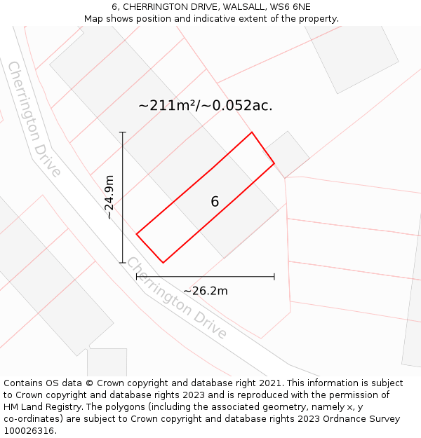 6, CHERRINGTON DRIVE, WALSALL, WS6 6NE: Plot and title map