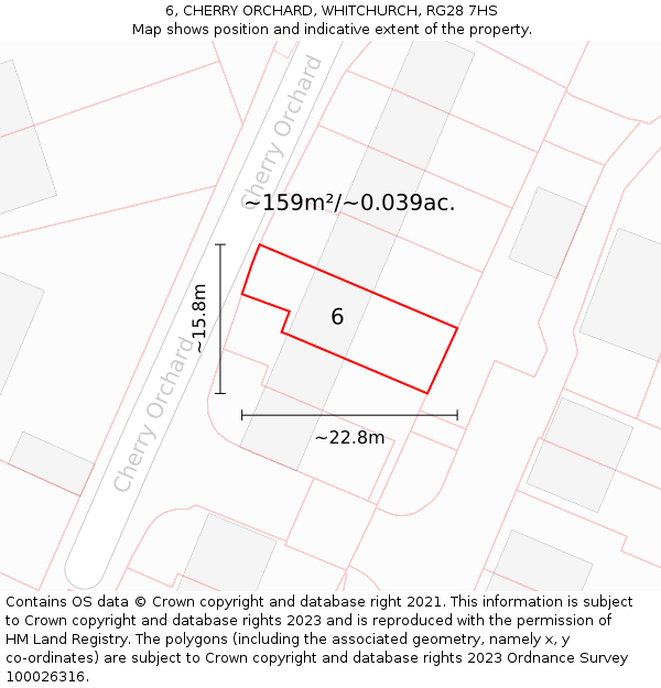 6, CHERRY ORCHARD, WHITCHURCH, RG28 7HS: Plot and title map