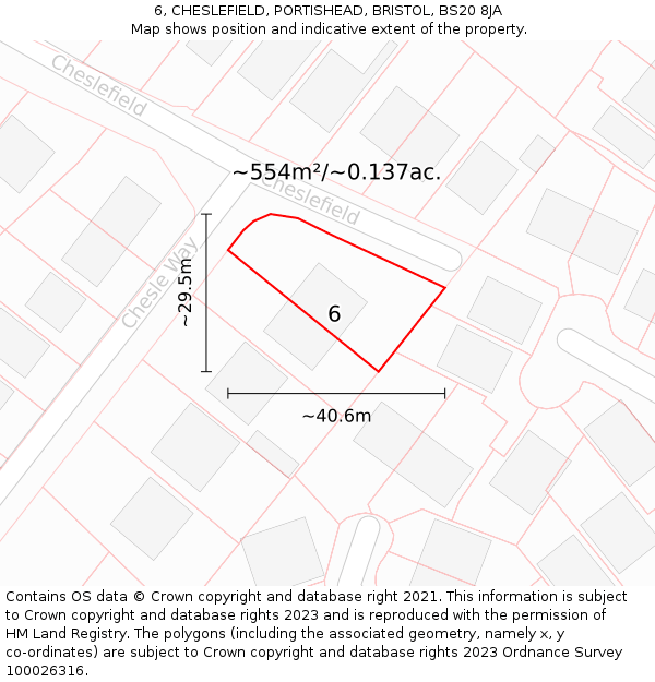 6, CHESLEFIELD, PORTISHEAD, BRISTOL, BS20 8JA: Plot and title map