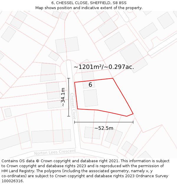 6, CHESSEL CLOSE, SHEFFIELD, S8 8SS: Plot and title map