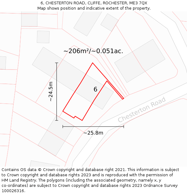6, CHESTERTON ROAD, CLIFFE, ROCHESTER, ME3 7QX: Plot and title map
