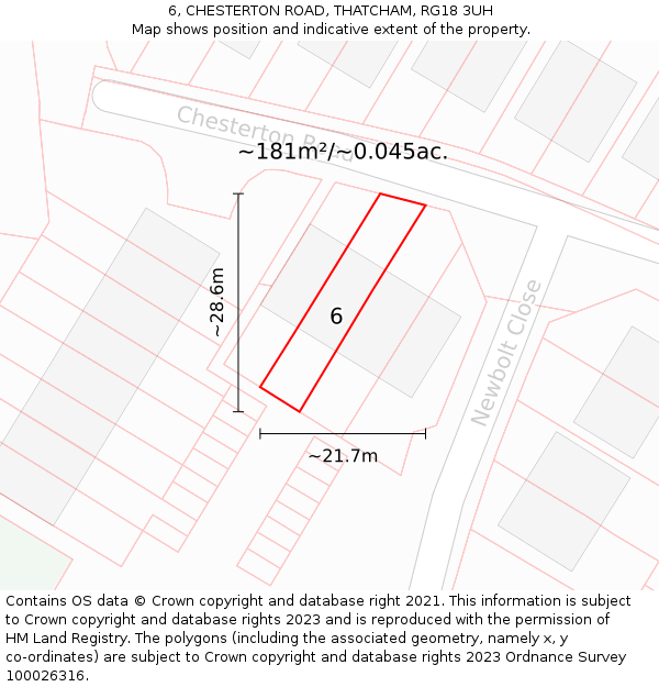 6, CHESTERTON ROAD, THATCHAM, RG18 3UH: Plot and title map