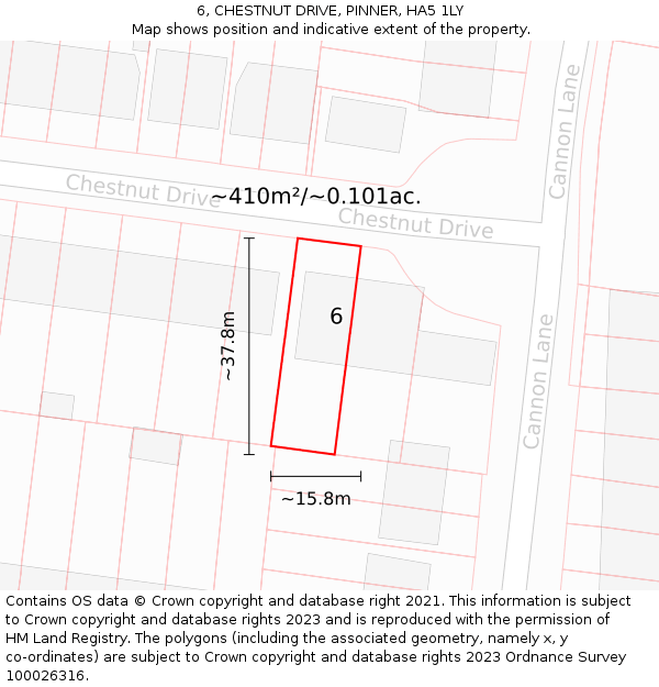 6, CHESTNUT DRIVE, PINNER, HA5 1LY: Plot and title map