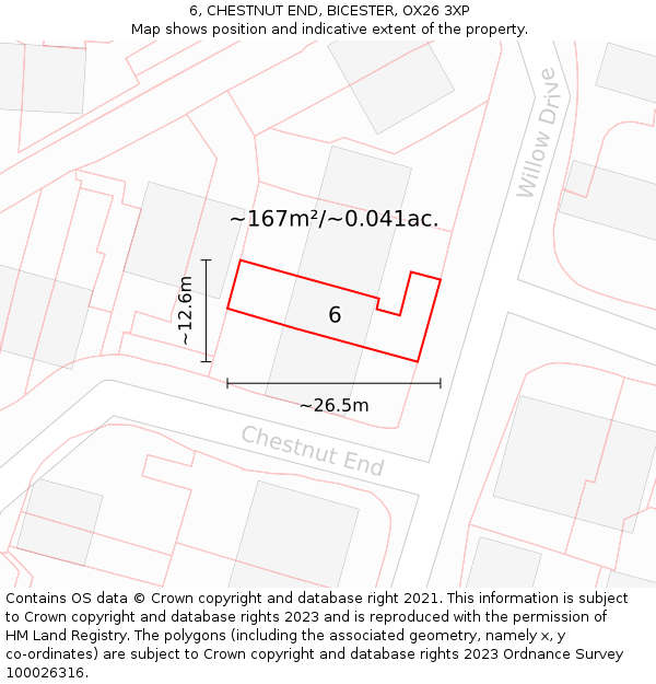 6, CHESTNUT END, BICESTER, OX26 3XP: Plot and title map