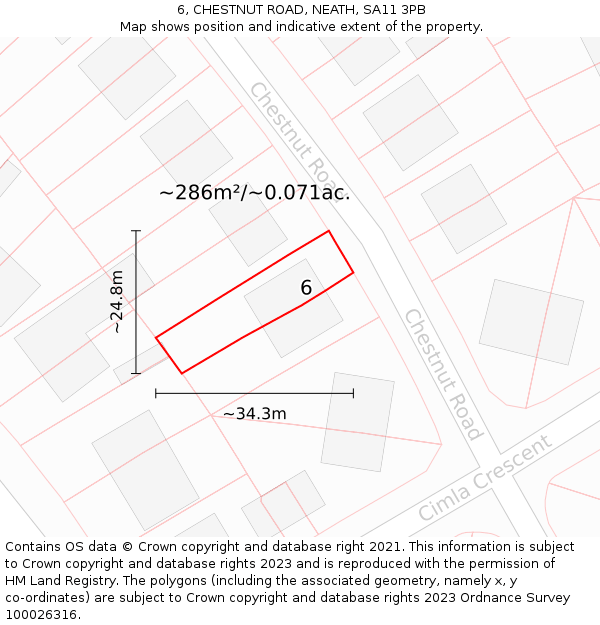 6, CHESTNUT ROAD, NEATH, SA11 3PB: Plot and title map