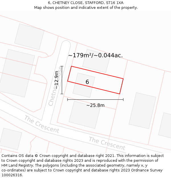 6, CHETNEY CLOSE, STAFFORD, ST16 1XA: Plot and title map