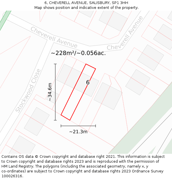 6, CHEVERELL AVENUE, SALISBURY, SP1 3HH: Plot and title map