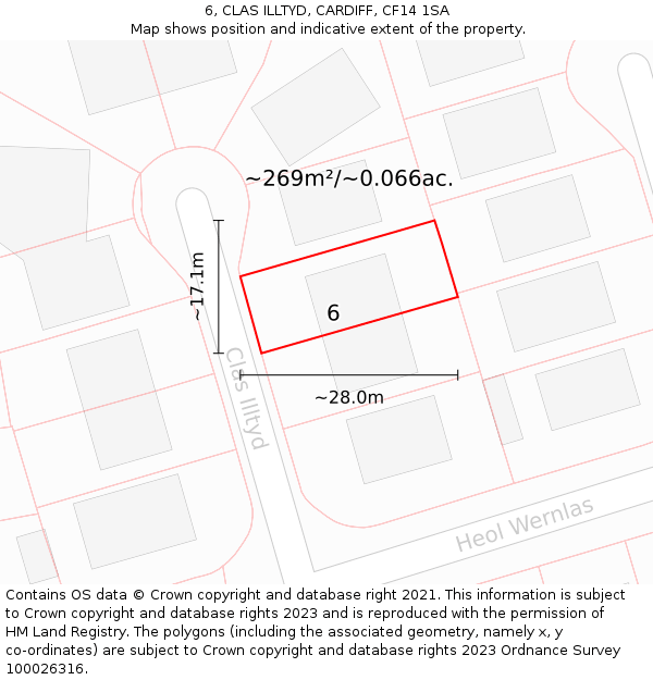 6, CLAS ILLTYD, CARDIFF, CF14 1SA: Plot and title map