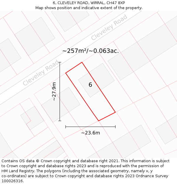 6, CLEVELEY ROAD, WIRRAL, CH47 8XP: Plot and title map