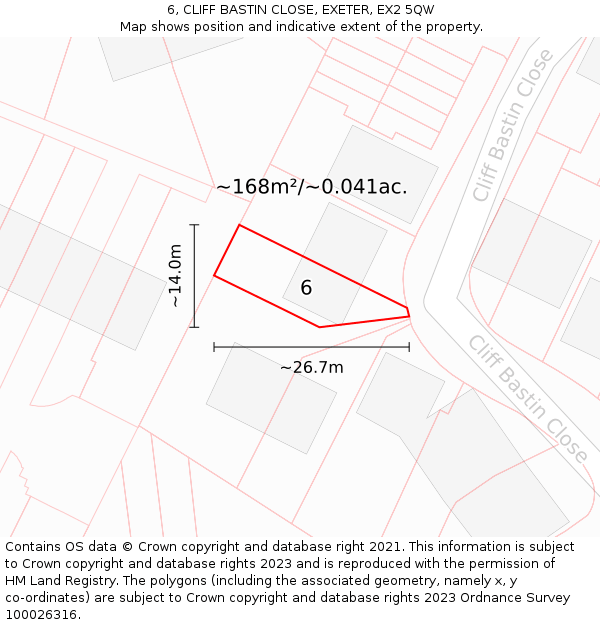 6, CLIFF BASTIN CLOSE, EXETER, EX2 5QW: Plot and title map