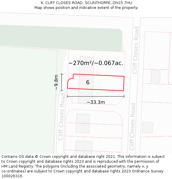 6, CLIFF CLOSES ROAD, SCUNTHORPE, DN15 7HU: Plot and title map