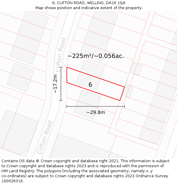 6, CLIFTON ROAD, WELLING, DA16 1QA: Plot and title map