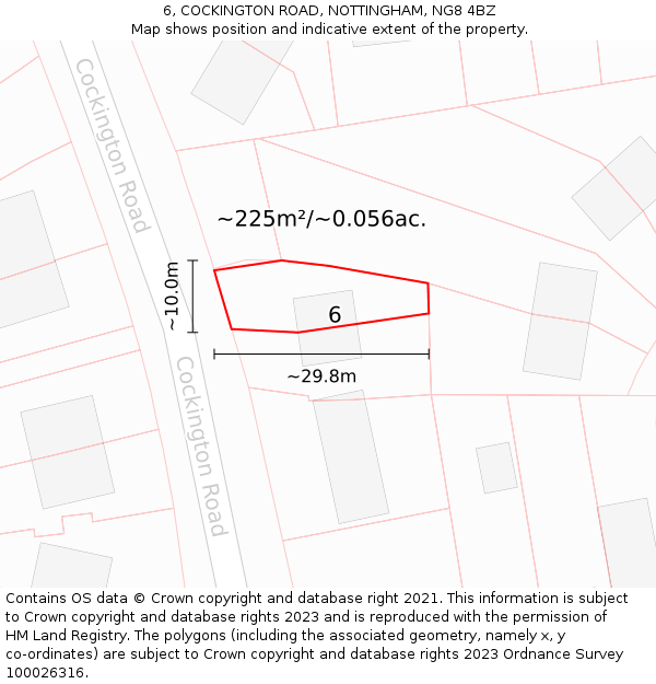 6, COCKINGTON ROAD, NOTTINGHAM, NG8 4BZ: Plot and title map
