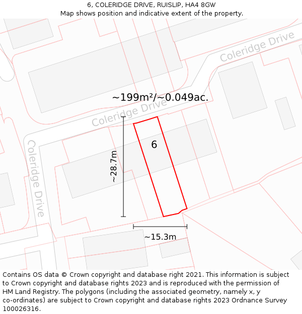 6, COLERIDGE DRIVE, RUISLIP, HA4 8GW: Plot and title map