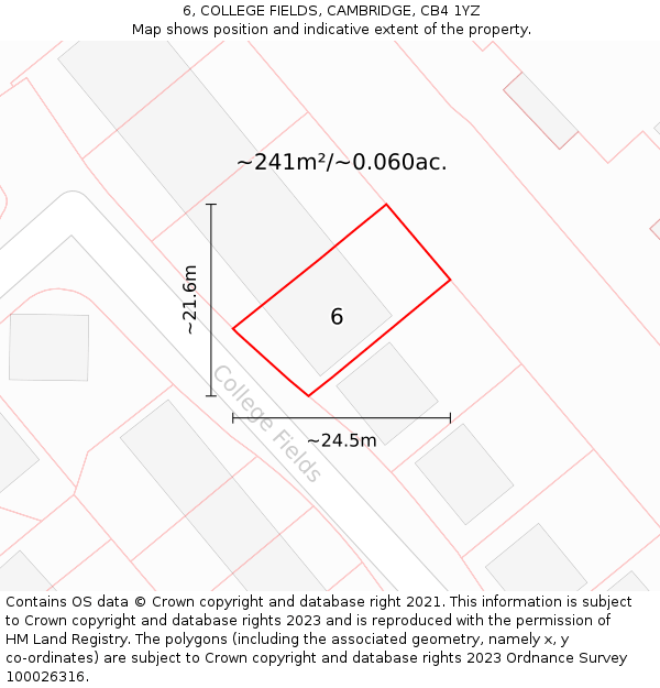 6, COLLEGE FIELDS, CAMBRIDGE, CB4 1YZ: Plot and title map