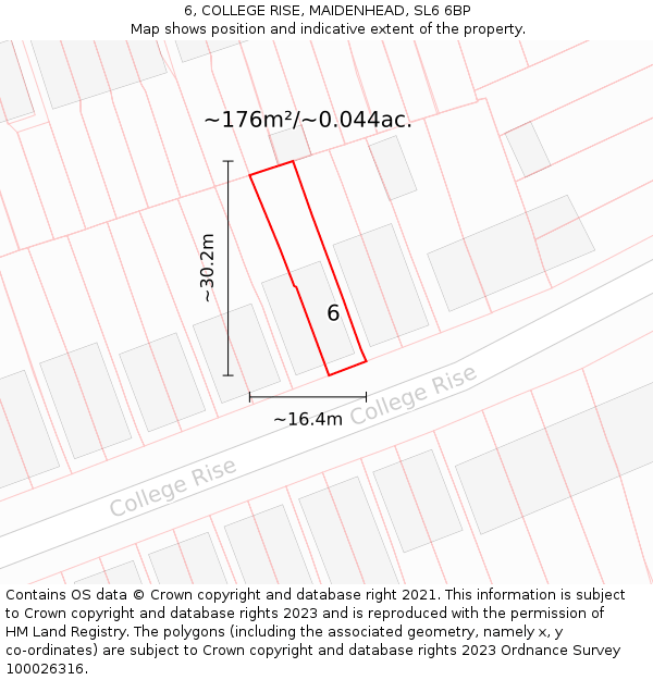 6, COLLEGE RISE, MAIDENHEAD, SL6 6BP: Plot and title map