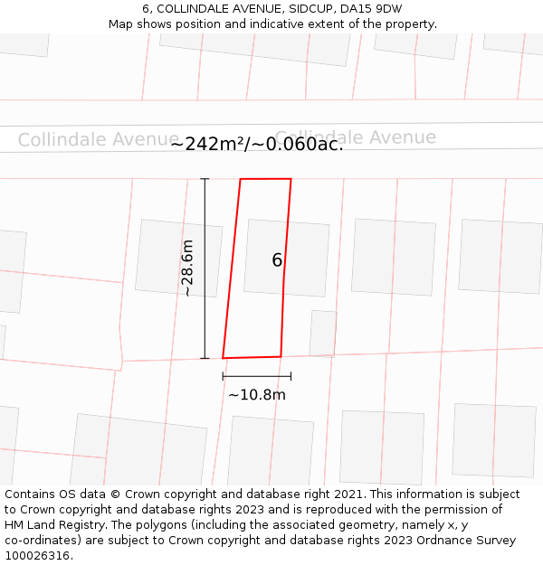 6, COLLINDALE AVENUE, SIDCUP, DA15 9DW: Plot and title map