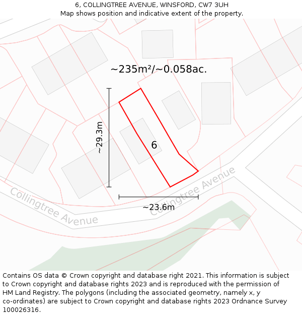 6, COLLINGTREE AVENUE, WINSFORD, CW7 3UH: Plot and title map