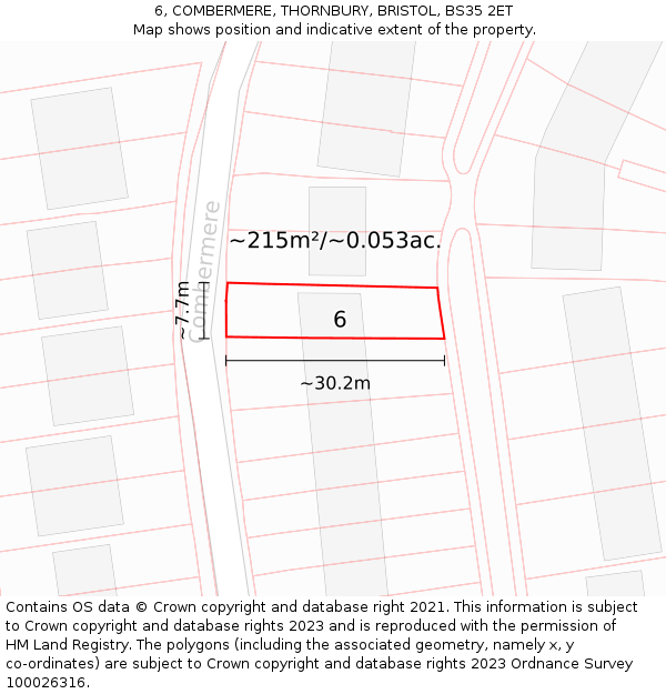 6, COMBERMERE, THORNBURY, BRISTOL, BS35 2ET: Plot and title map