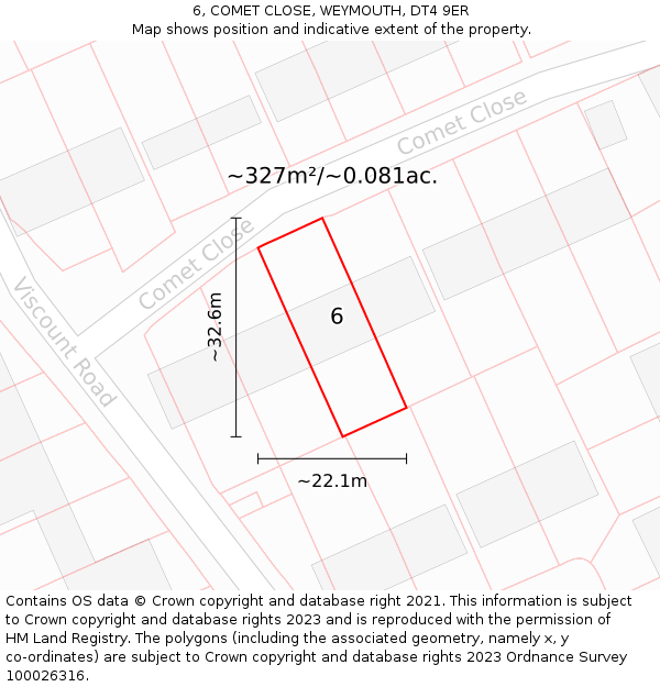 6, COMET CLOSE, WEYMOUTH, DT4 9ER: Plot and title map