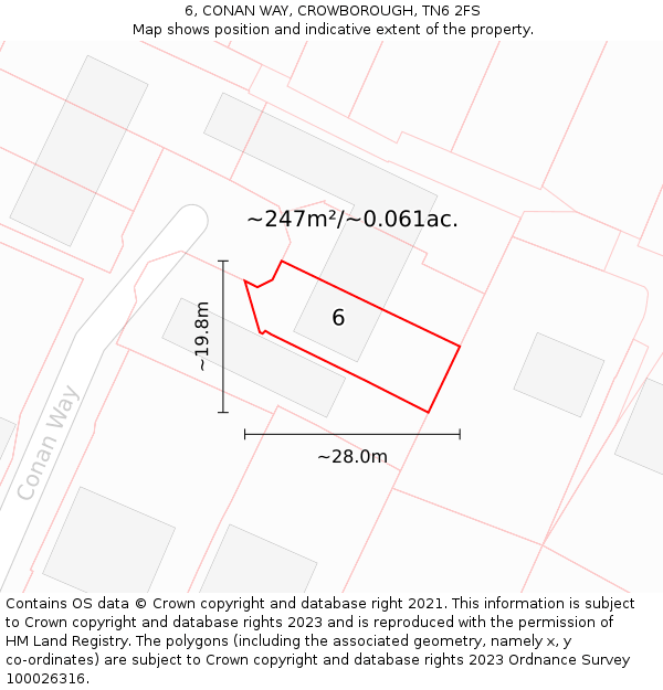 6, CONAN WAY, CROWBOROUGH, TN6 2FS: Plot and title map