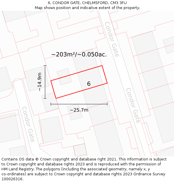 6, CONDOR GATE, CHELMSFORD, CM3 3FU: Plot and title map