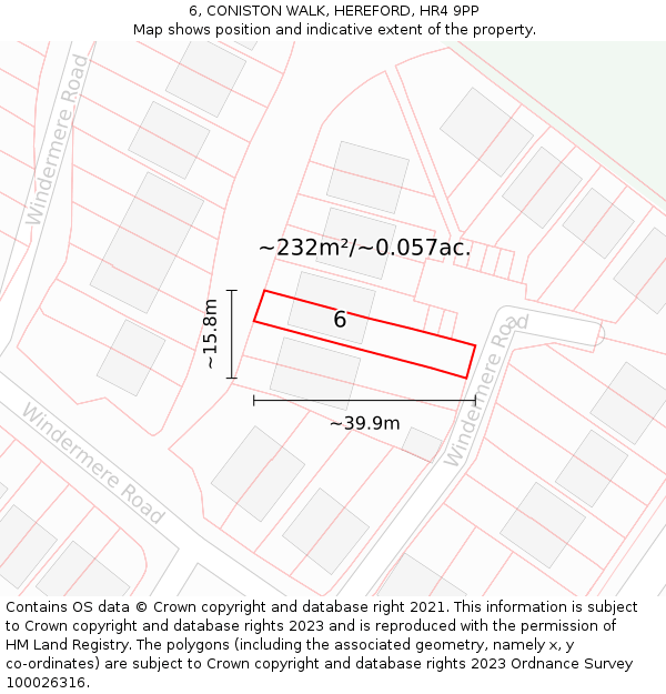 6, CONISTON WALK, HEREFORD, HR4 9PP: Plot and title map