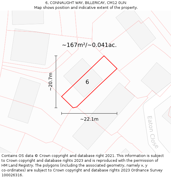 6, CONNAUGHT WAY, BILLERICAY, CM12 0UN: Plot and title map