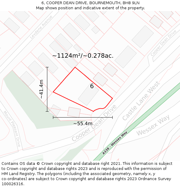 6, COOPER DEAN DRIVE, BOURNEMOUTH, BH8 9LN: Plot and title map