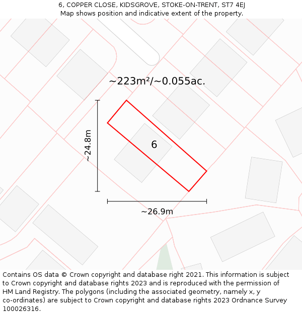 6, COPPER CLOSE, KIDSGROVE, STOKE-ON-TRENT, ST7 4EJ: Plot and title map