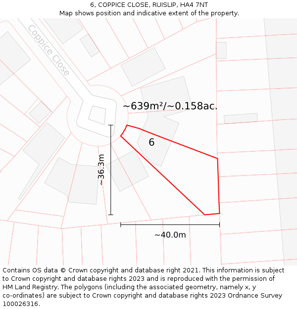 6, COPPICE CLOSE, RUISLIP, HA4 7NT: Plot and title map
