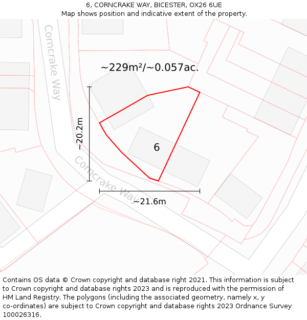 6, CORNCRAKE WAY, BICESTER, OX26 6UE: Plot and title map