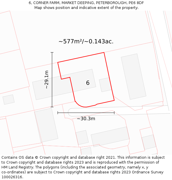 6, CORNER FARM, MARKET DEEPING, PETERBOROUGH, PE6 8DF: Plot and title map