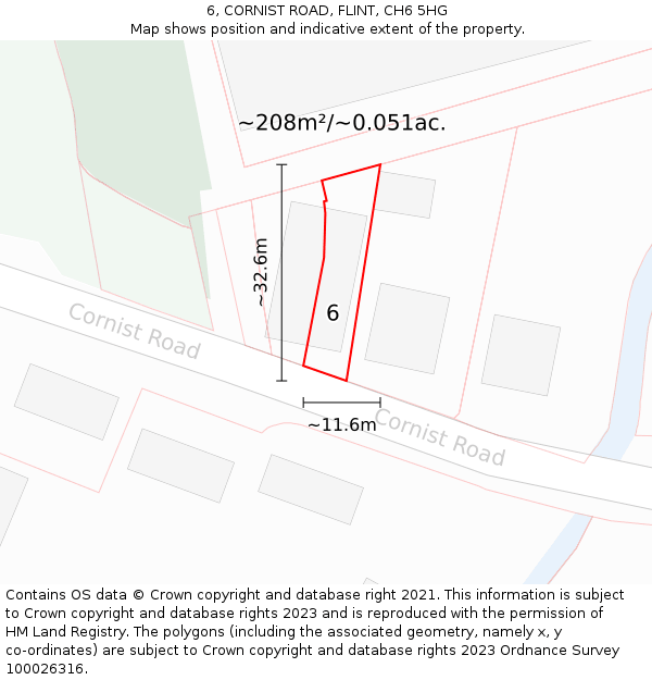 6, CORNIST ROAD, FLINT, CH6 5HG: Plot and title map