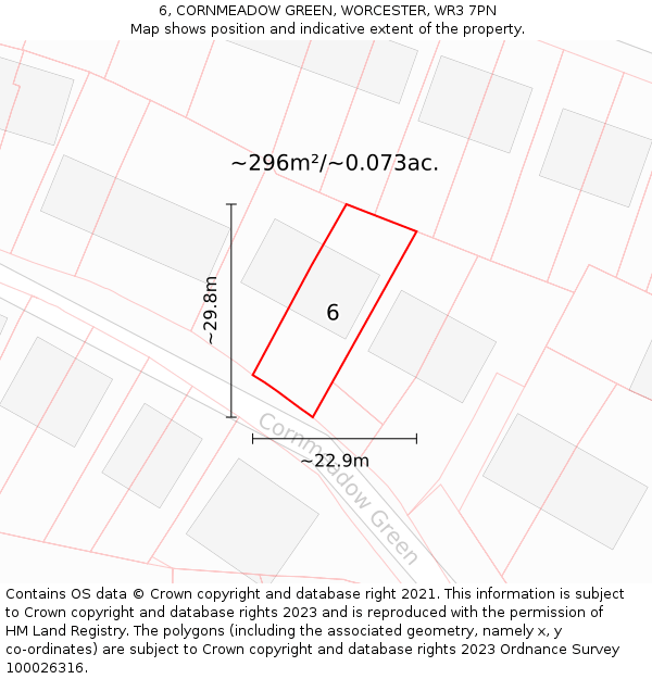 6, CORNMEADOW GREEN, WORCESTER, WR3 7PN: Plot and title map